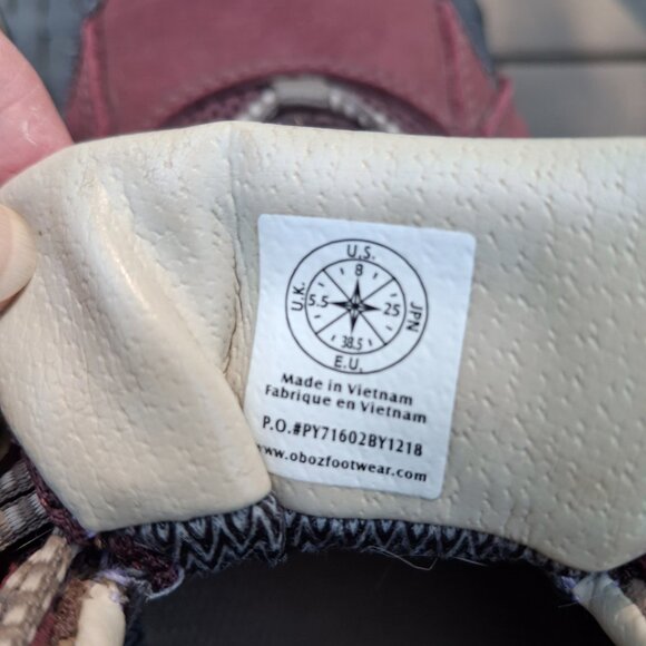 Oboz sapphire low B-Dry waterproof trail walking hiking shoes leather womens US - Picture 6 of 11